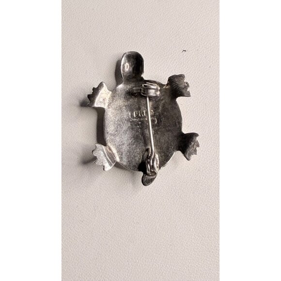 ALPACA MEXICO SILVER TONE INLAID ABALONE TURTLE PIN BROOCH - Picture 6 of 6